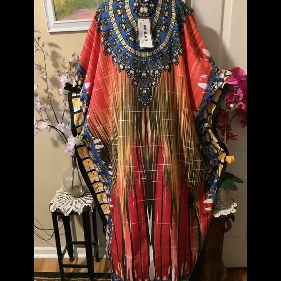 🌻NWT WINLAR MULTICOLOR COVERUP/CAFTAN DRESS - Picture 7 of 12